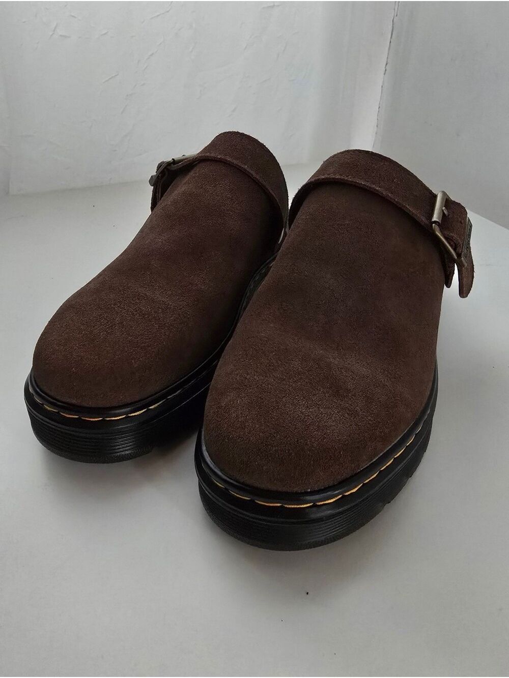 NWOT Dr. Martens Brookline Brown Suede Slingback Mules Clogs Women’s 9 Men’s 8 - Picture 6 of 17